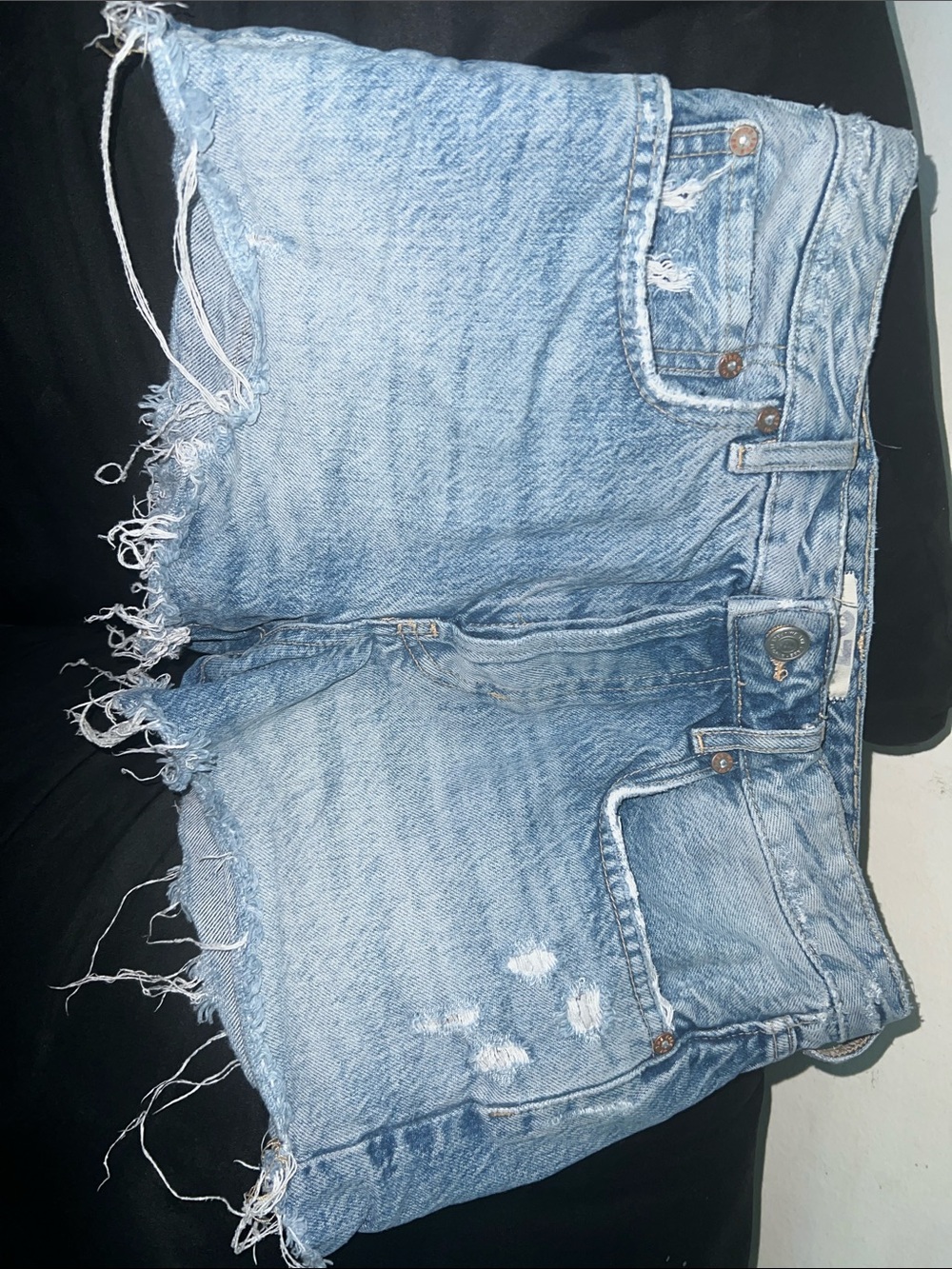 We the Free- Light Blue Denim Frayed Hem Women's Shorts